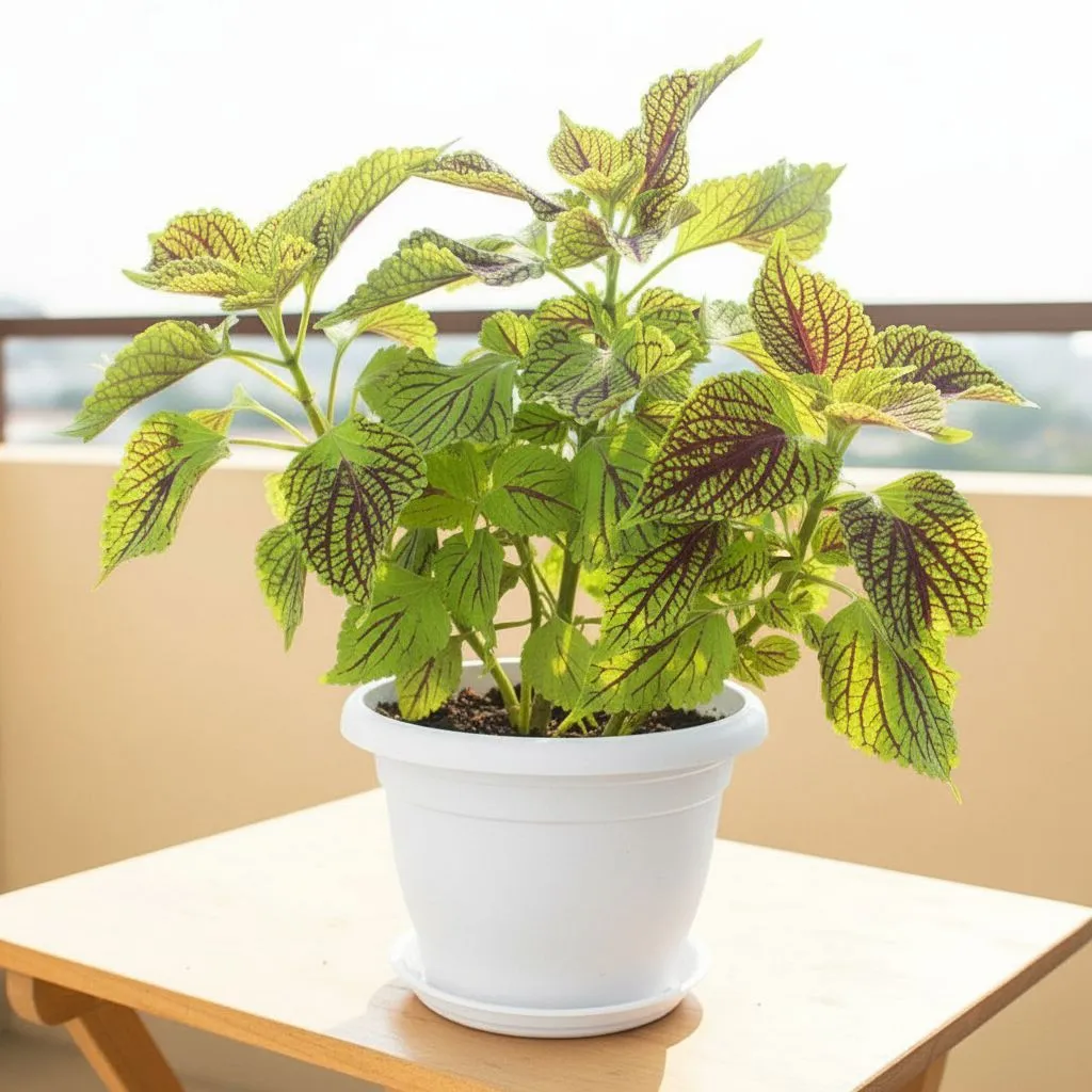 Coleus Green in 7 Inch White Classy Plastic Pot With Tray