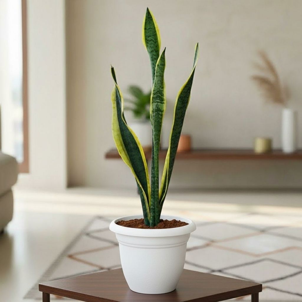 Snake Long in 7 Inch White Classy Plastic Pot