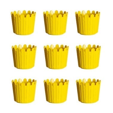 Set of 9 - 13 Inch Yellow Slofy Plastic Planter