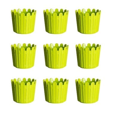 Set of 9 - 13 Inch Green Slofy Plastic Planter