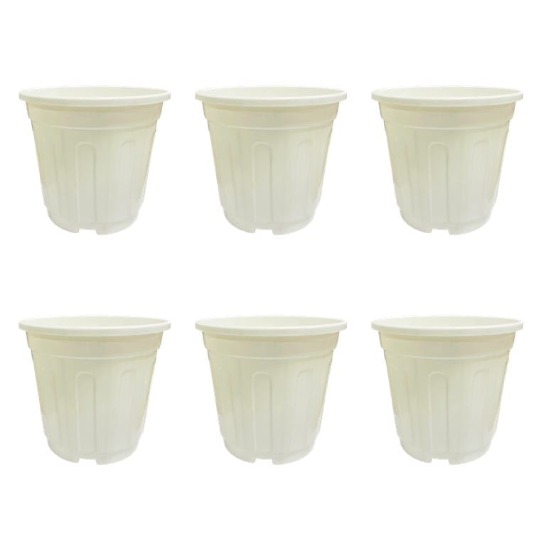 Set of 6 - 9 Inch White Nursery Pot