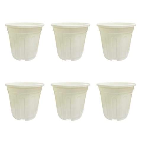 Set of 6 - 9 Inch White Nursery Pot