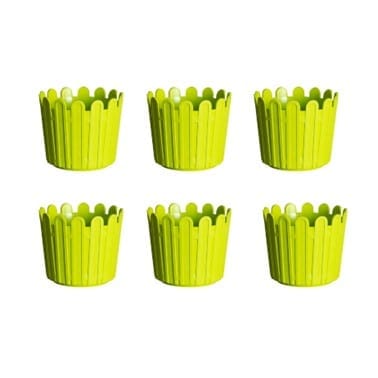 Set of 6 - 11 Inch Green Slofy Plastic Planter