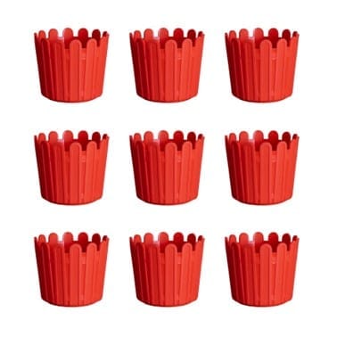 Set of 9 - 11 Inch Red Slofy Plastic Planter