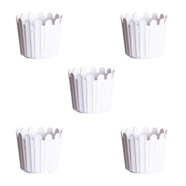 Set of 5 - 13 Inch White Slofy Plastic Planter