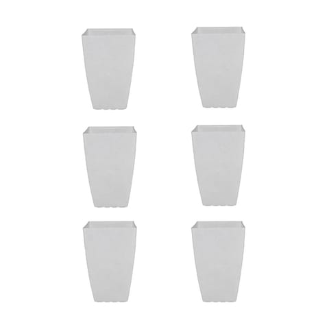 Set of 6 - 8 x 11 Inch White Tower Plastic Planter