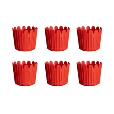 Set of 6 - 11 Inch Red Slofy Plastic Planter