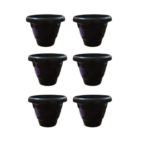 Set of 6 - 26 Inch Black Fancy Green Planter