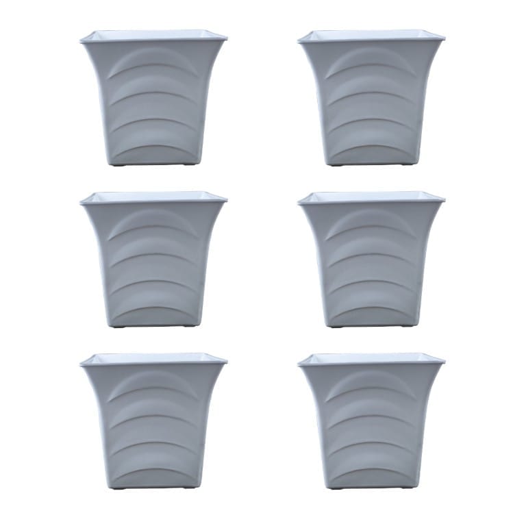 Set of 6 - 10 Inch White Uber Plastic Planter