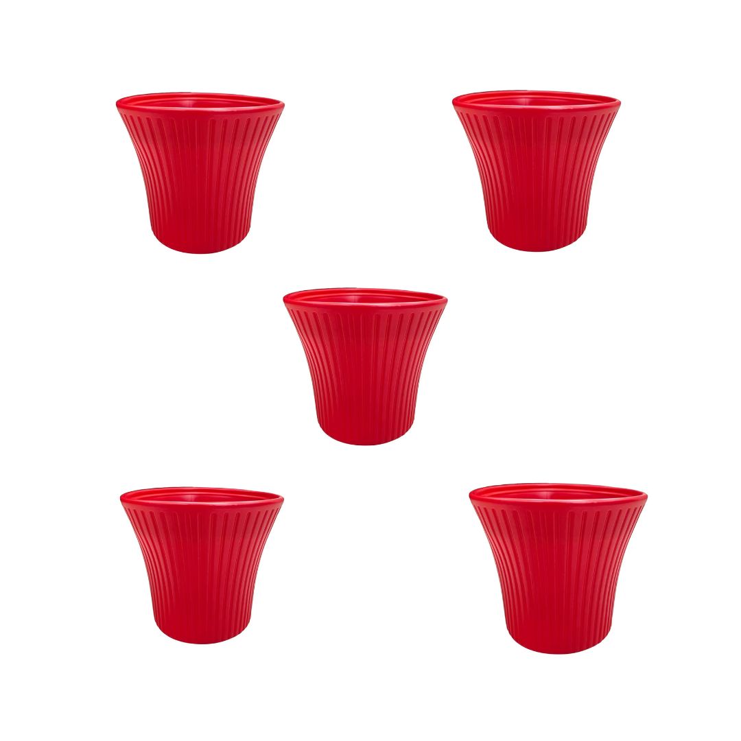 Set of 5 - 12 Inch Red Sunshine Plastic Planter