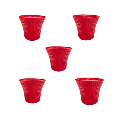 Set of 5 - 12 Inch Red Sunshine Plastic Planter