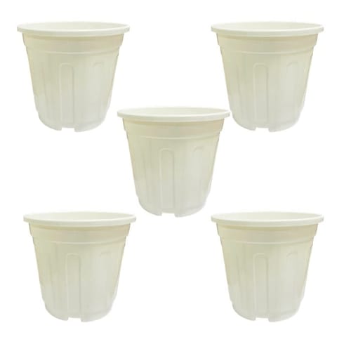 Set of 5 - 8 Inch White Nursery Pot