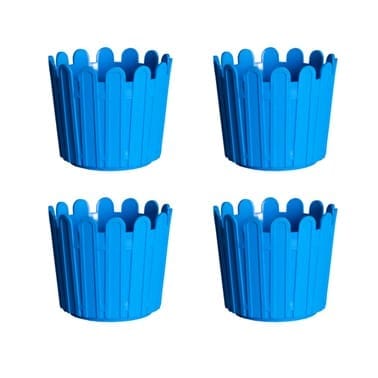Set of 4 - 11 Inch Blue Slofy Plastic Planter