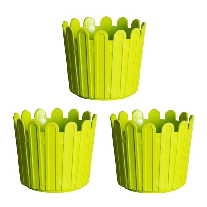 Set of 3 - 11 Inch Green Slofy Plastic Planter