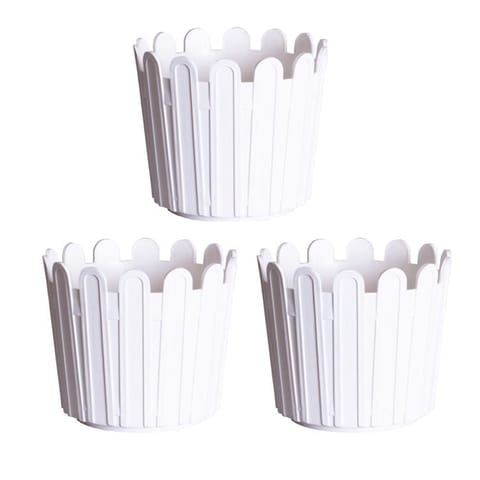 Set of 3 - 11 Inch White Slofy Plastic Planter