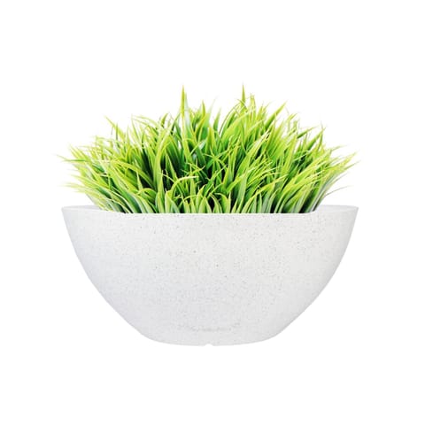 15 x 7 Inch White Premium Sphere Fiberglass Planter - Durable large size decoratiive fiber pot for indoor outdoor plants