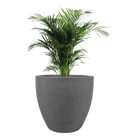 11 x 11 Inch Grey Premium Globe Fiberglass Planter - Durable large size decoratiive fiber pot for indoor outdoor plants