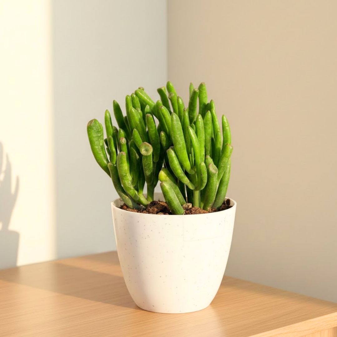 Crassula Finger Succulent in 4 Inch White Premium Orchid Round Plastic Pot