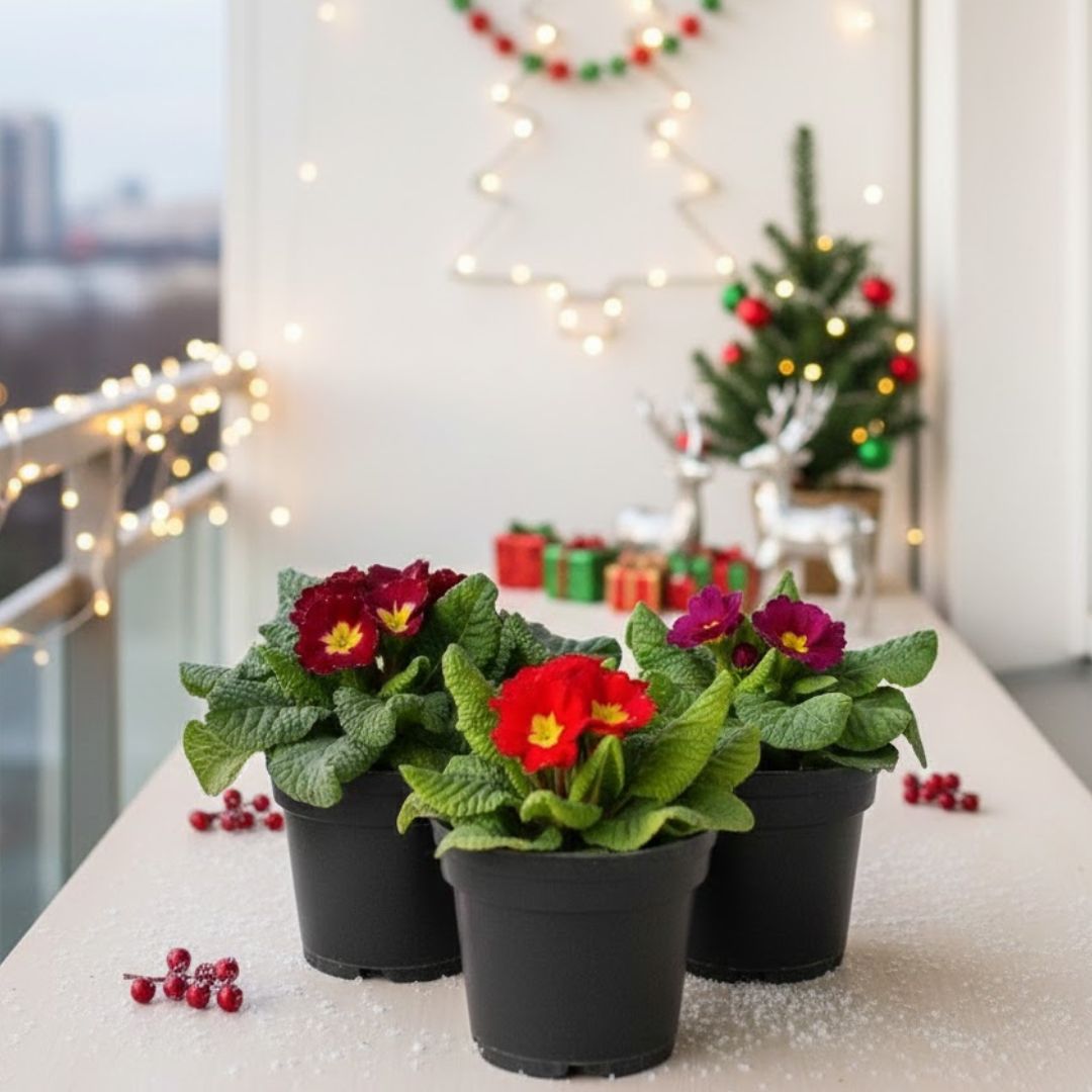 Set of 3 - Primula rosea (any colour) in 6 Inch Nursery Pot