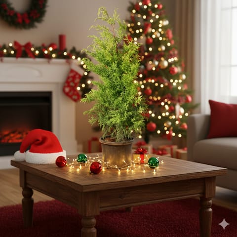 Golden Cypress in 8 Inch Nursery Pot - with Suprise Goodies