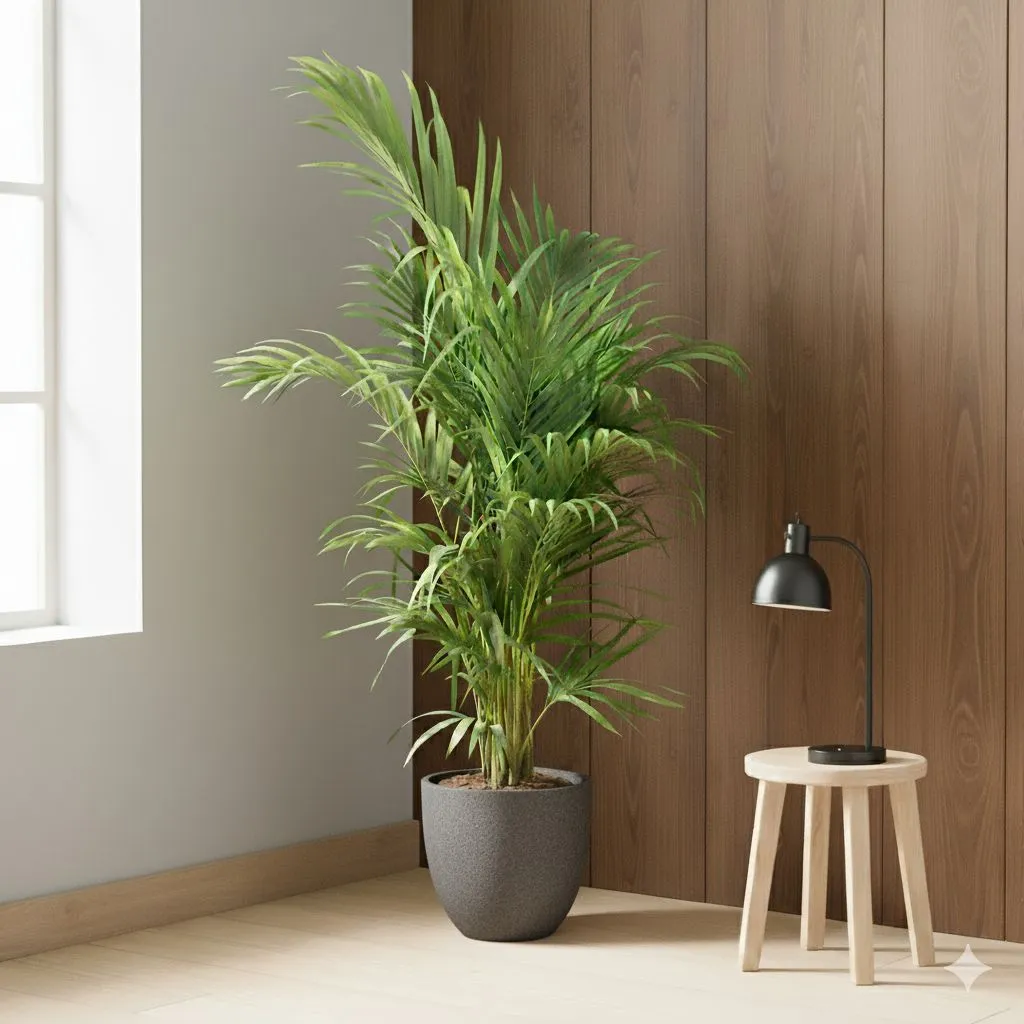 Areca L (3.5 Ft) in 10 X 10 Inch Grey Premium Convessa Fiberglass Planter