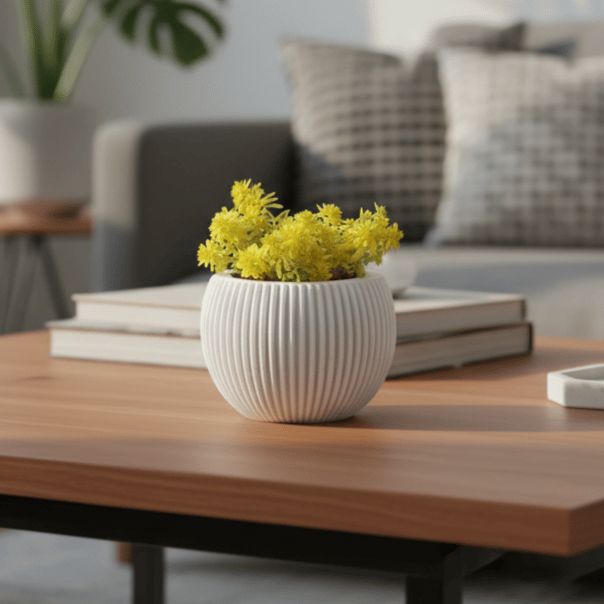 Sedum Golden Succulent in 5 Inch White Matt Sylvan Plastic Pot