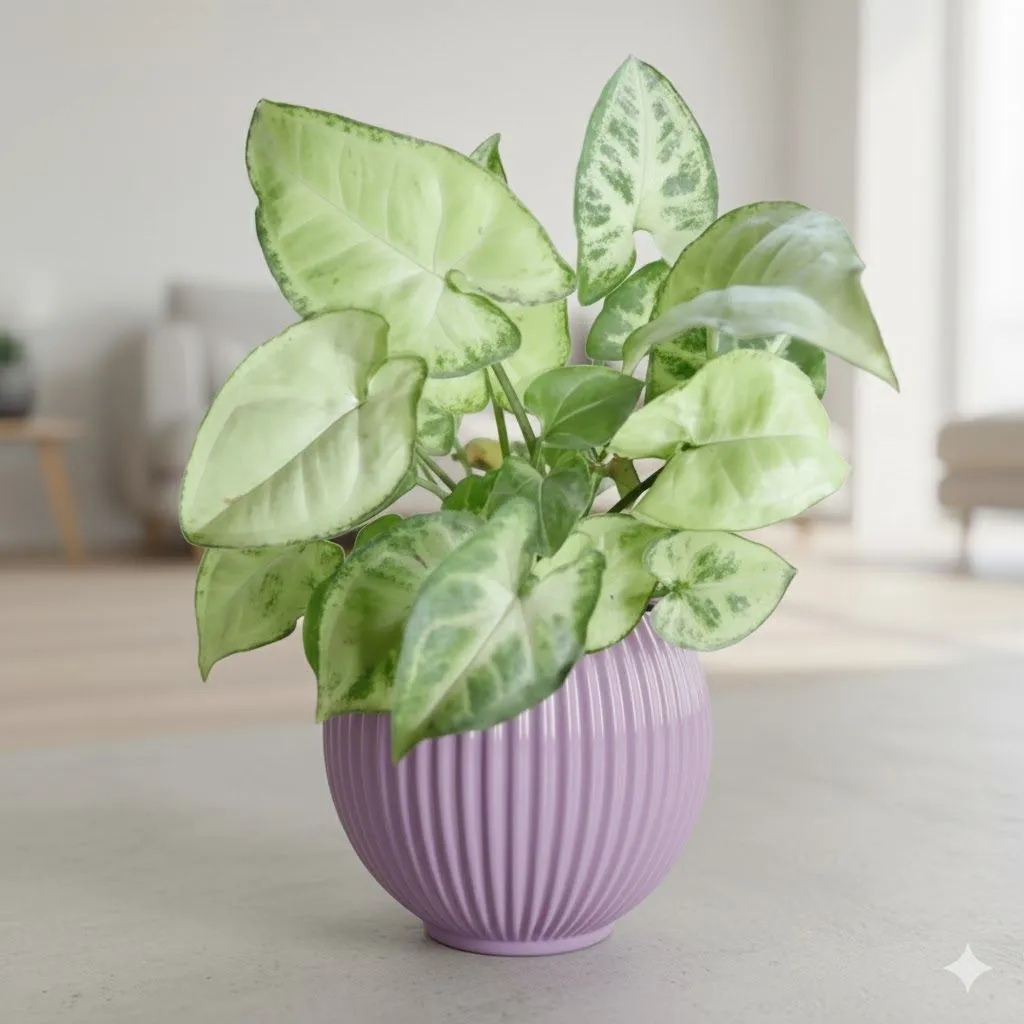 Syngonium Butterfly in 5 Inch Lavender Matt Sylvan Plastic Pot