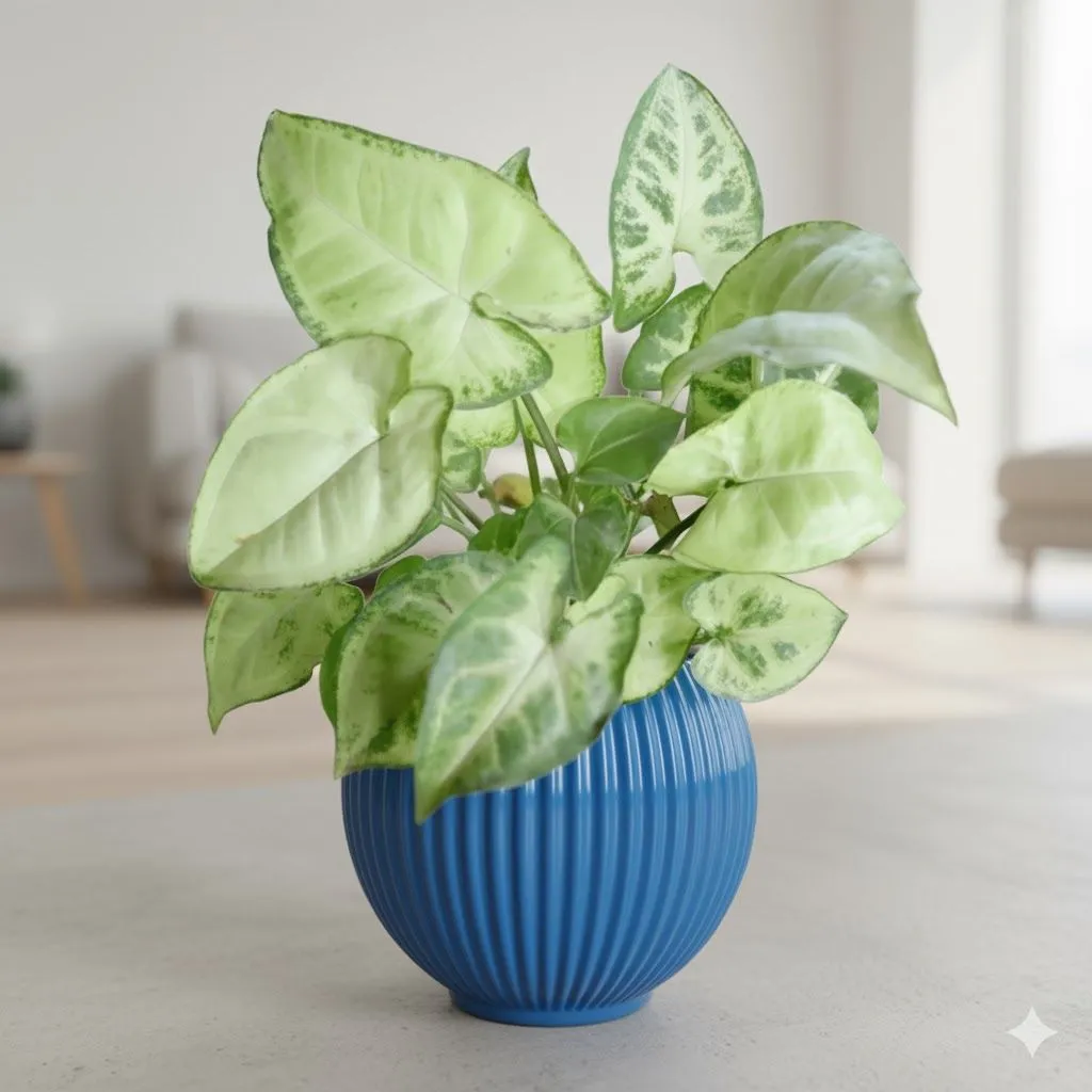Syngonium Butterfly in 5 Inch Azure Blue Matt Sylvan Plastic Pot