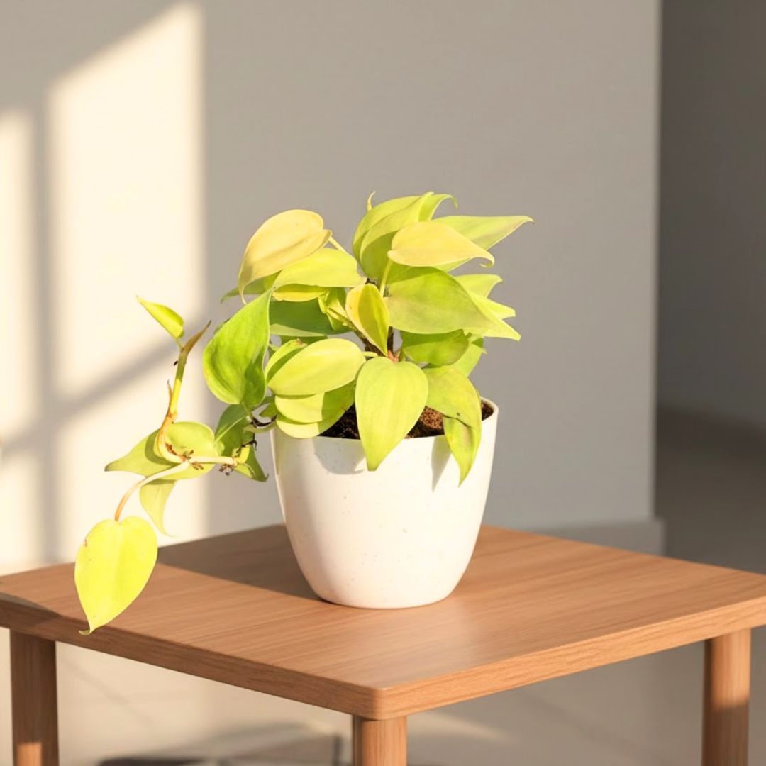 Oxycardium Golden in 4 Inch White Premium Orchid Round Plastic Pot