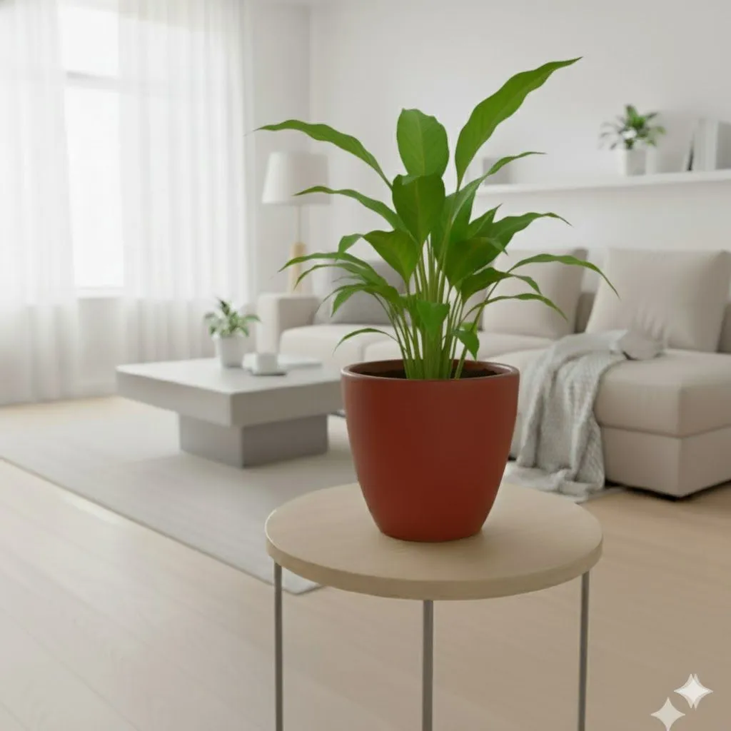 Gift Ready - Peace Lily in 4 inch Shilp Maati Pot - Chic Small Pot for Decor Corners