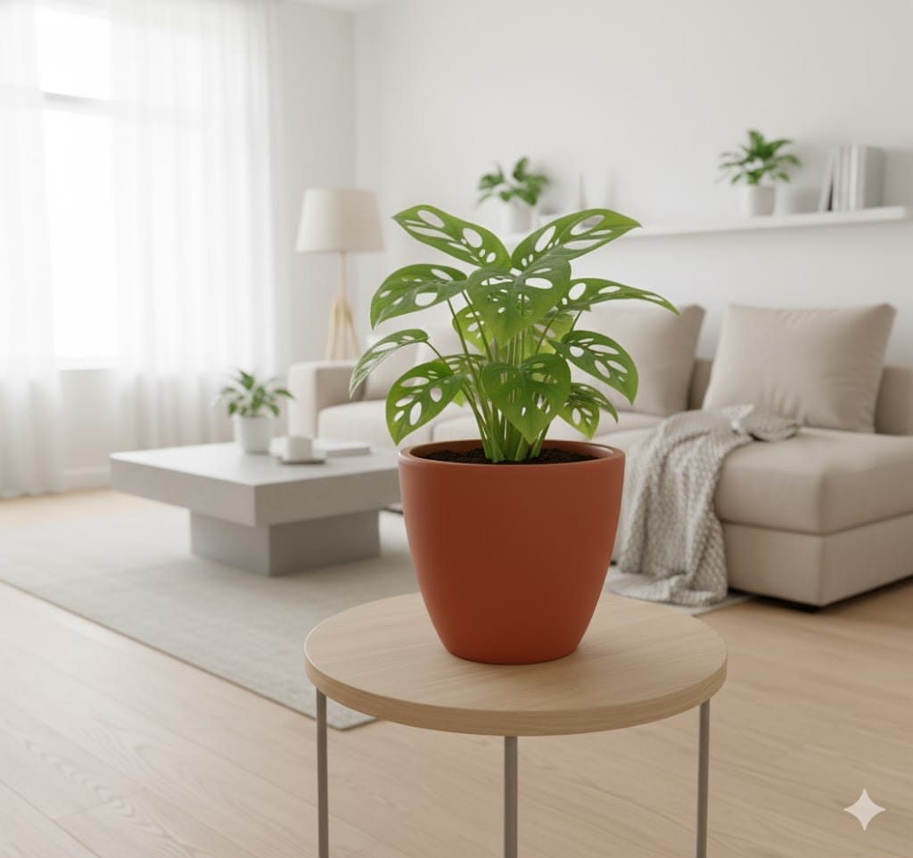 Gift Ready - Monstera Broken Heart in 4 inch Shilp Maati Pot - Chic Small Pot for Decor Corners