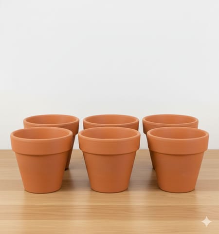 Set of 06 - 2.5 inch Dhara Maati Pots - Handcrafted Minimal Rustic Charm