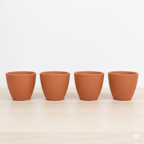 Set of 04 - 3 inch Shilp Maati Pots - Small Elegant Eco-Friendly Accent