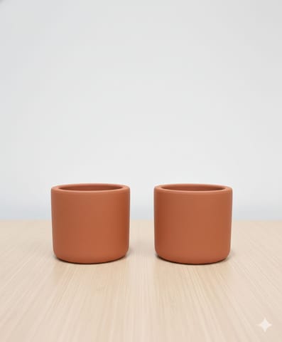 Set of 02 - 3 inch Pankh Maati Pots - Compact Sleek Handcrafted Design