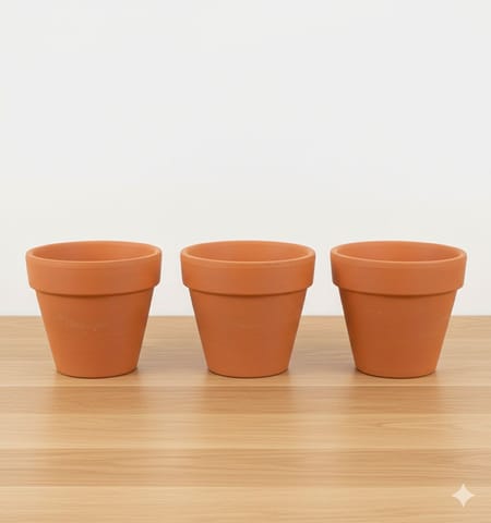 Set of 03 - 2.5 inch Dhara Maati Pots - Handcrafted Minimal Rustic Charm