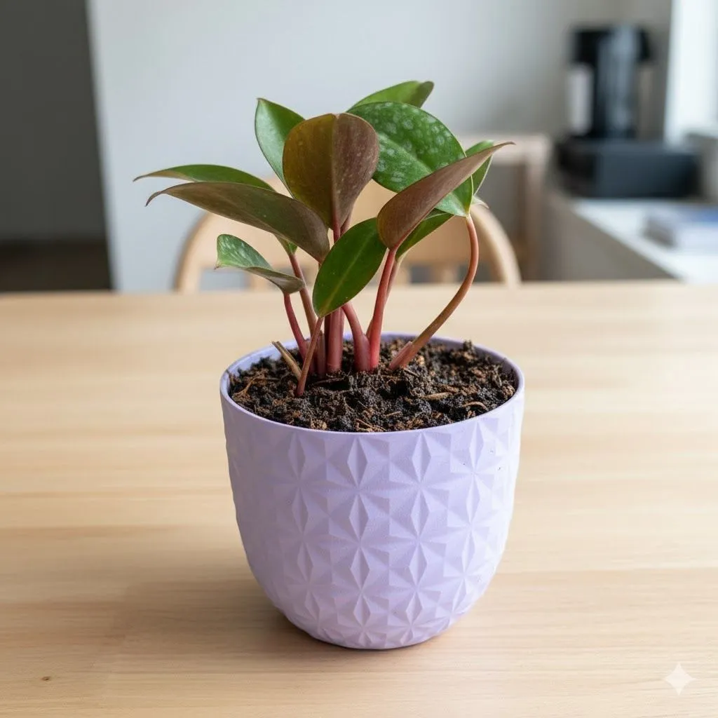 Philodendron Red in 4 Inch Purple Leafora Premium Plastic Planter