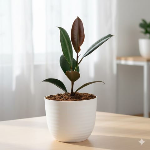 Rubber in 4 Inch White Avora Premium Plastic Planter