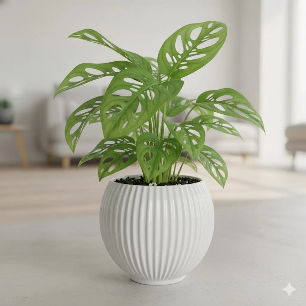 Monstera Broken Heart in 5 Inch White Matt Sylvan Plastic Pot