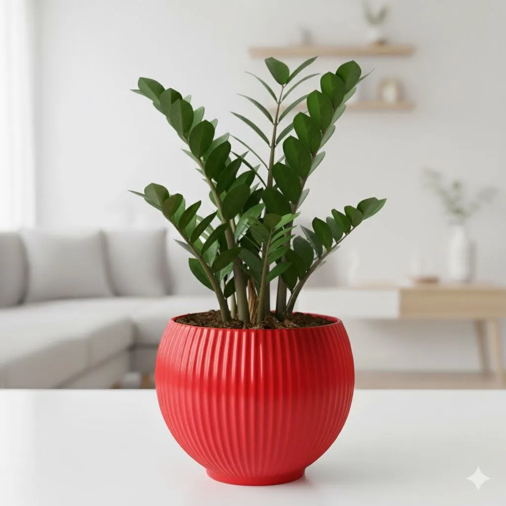 Zz Black in 5 Inch Rose Red Matt Sylvan Plastic Pot
