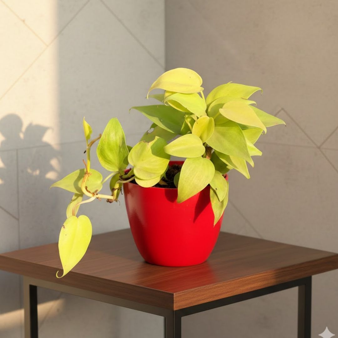 Oxycardium Golden in 4 Inch Red Premium Orchid Round Plastic Pot