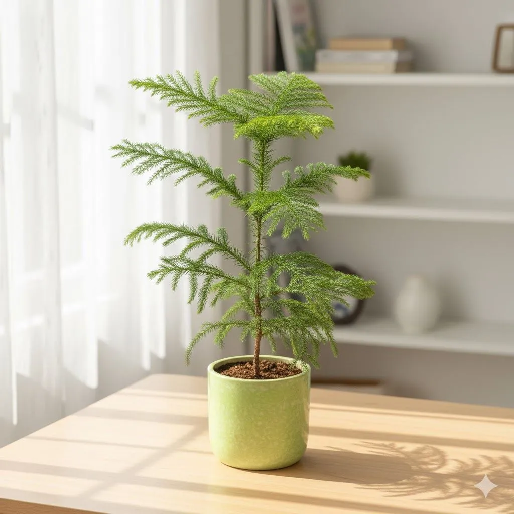 Araucaria / Christmas Tree in 6 Inch Green Classy Cup Ceramic Pot