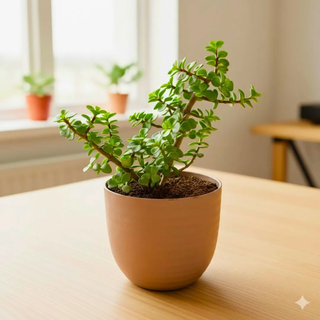 Jade Pune in 4 Inch Mocha Avora Premium Plastic Planter