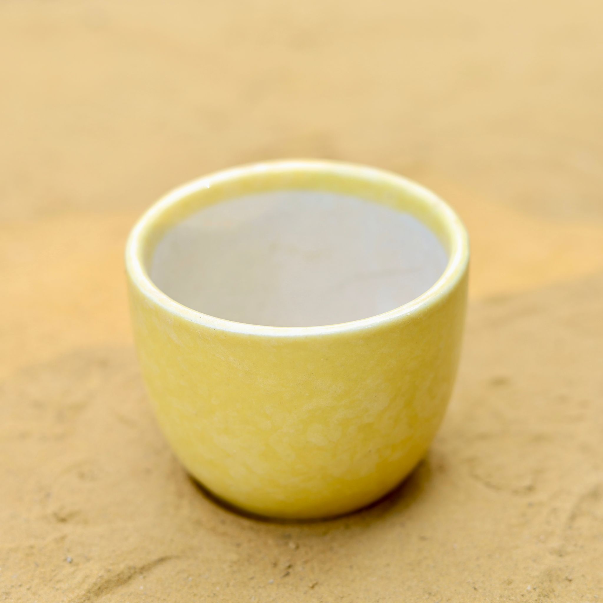 3 Inch Yellow Classy Cup Ceramic Pot - Minimalist Glossy Succulent Pot