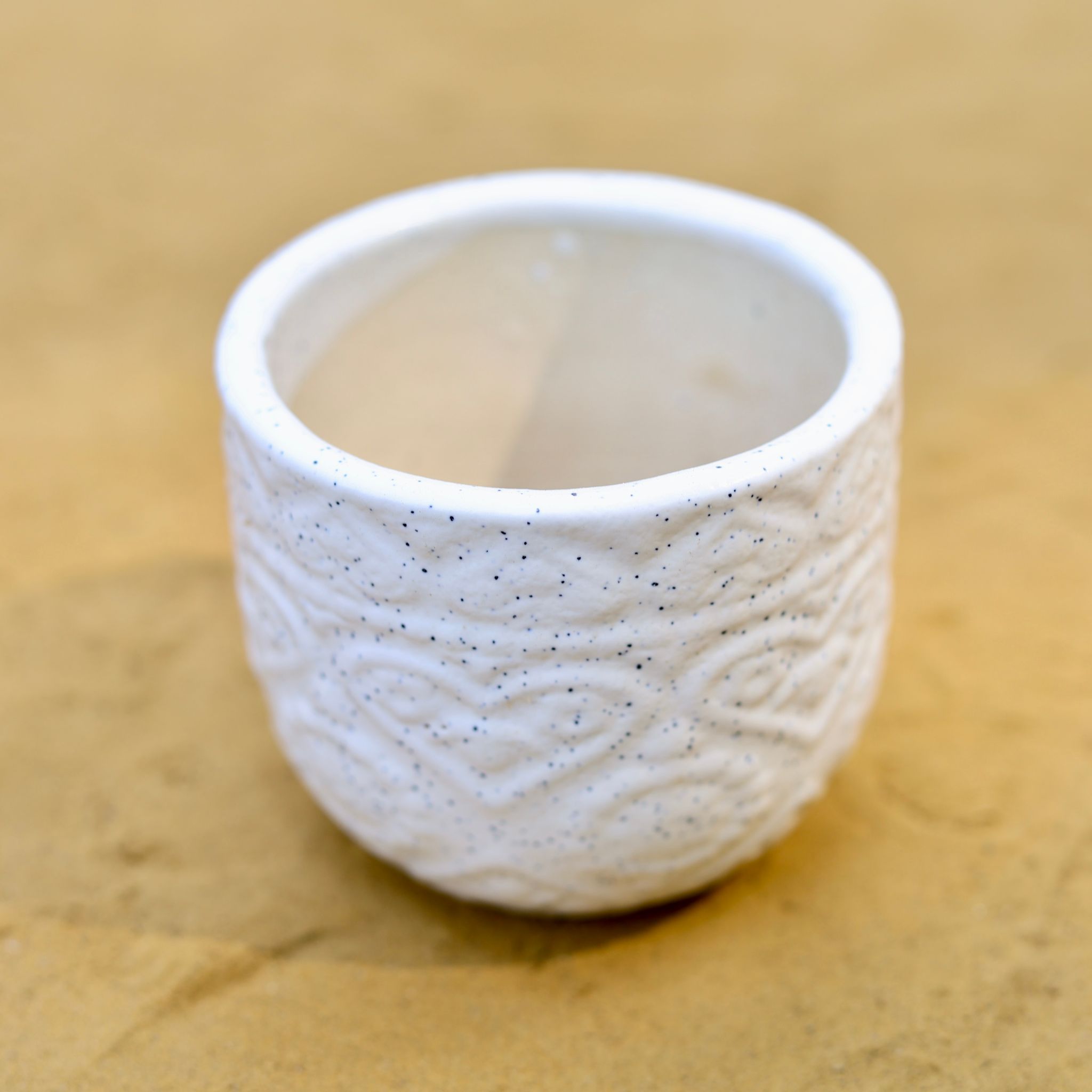 3.5 Inch White 3D Heart Handcrafted Textured Ceramic Pot - Minimalist Glossy Succulent Pot, Indoor Flower Pot for Home and Office Decor