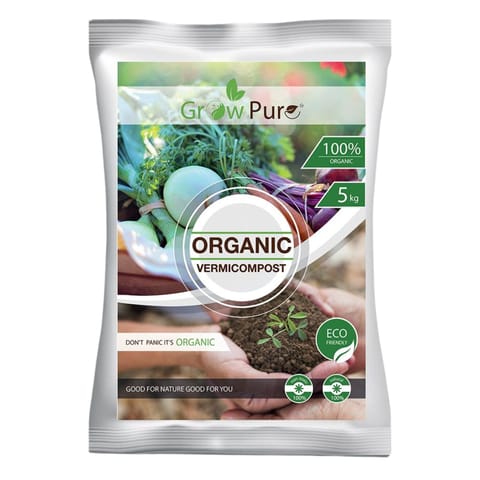 Set of 5 - 5 KG Grow Pure Organic Vermicompost for plants growth  - 25 KG