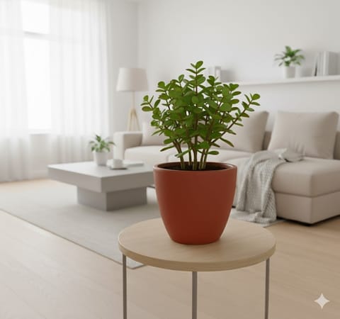 Gift Ready - Jade Pune in 4 inch Shilp Maati Pot - Chic Small Pot for Decor Corners - comes Pune in a beautiful gifting bag