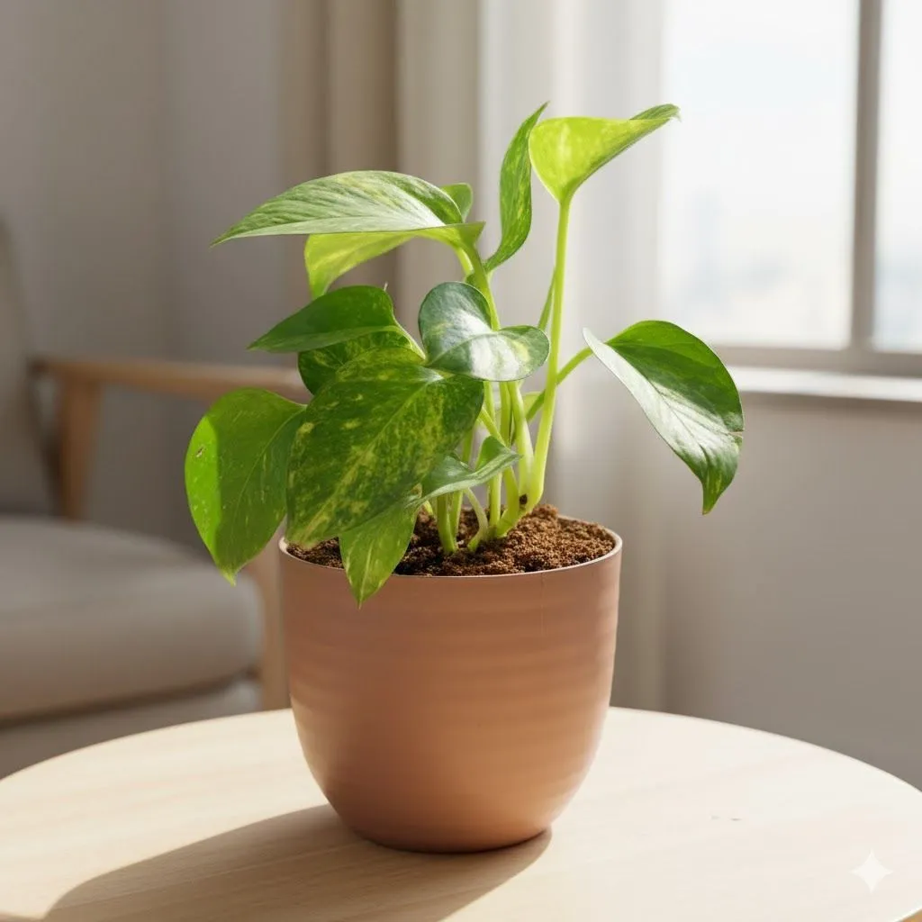 Money Plant Green in 4 Inch Mocha Avora Premium Plastic Planter