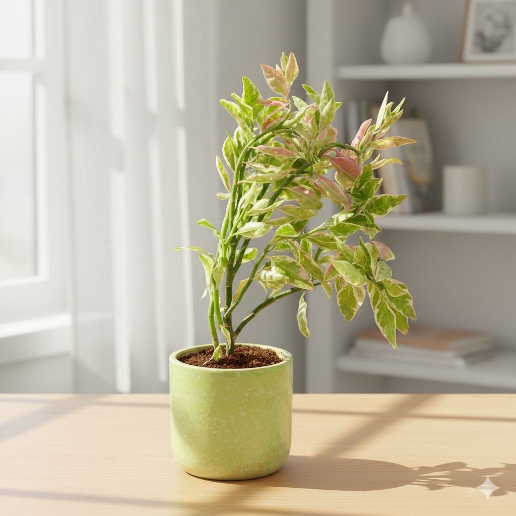 Pedilanthus / Devil's Backbone in 6 Inch Green Classy Cup Ceramic Pot