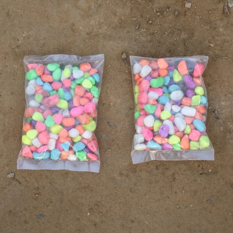 Set Of 2 - Decorative Colourful Mix Pebbles - 500 Gm/Pc