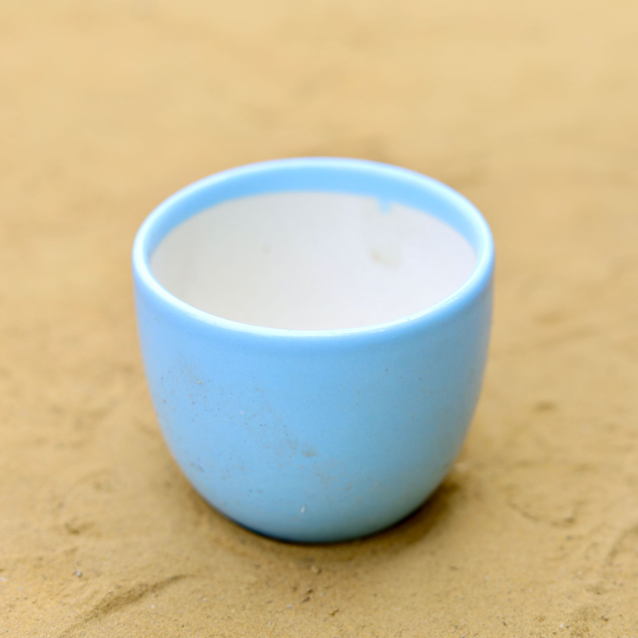 3 Inch Blue Classy Cup Ceramic Pot - Minimalist Glossy Succulent Pot